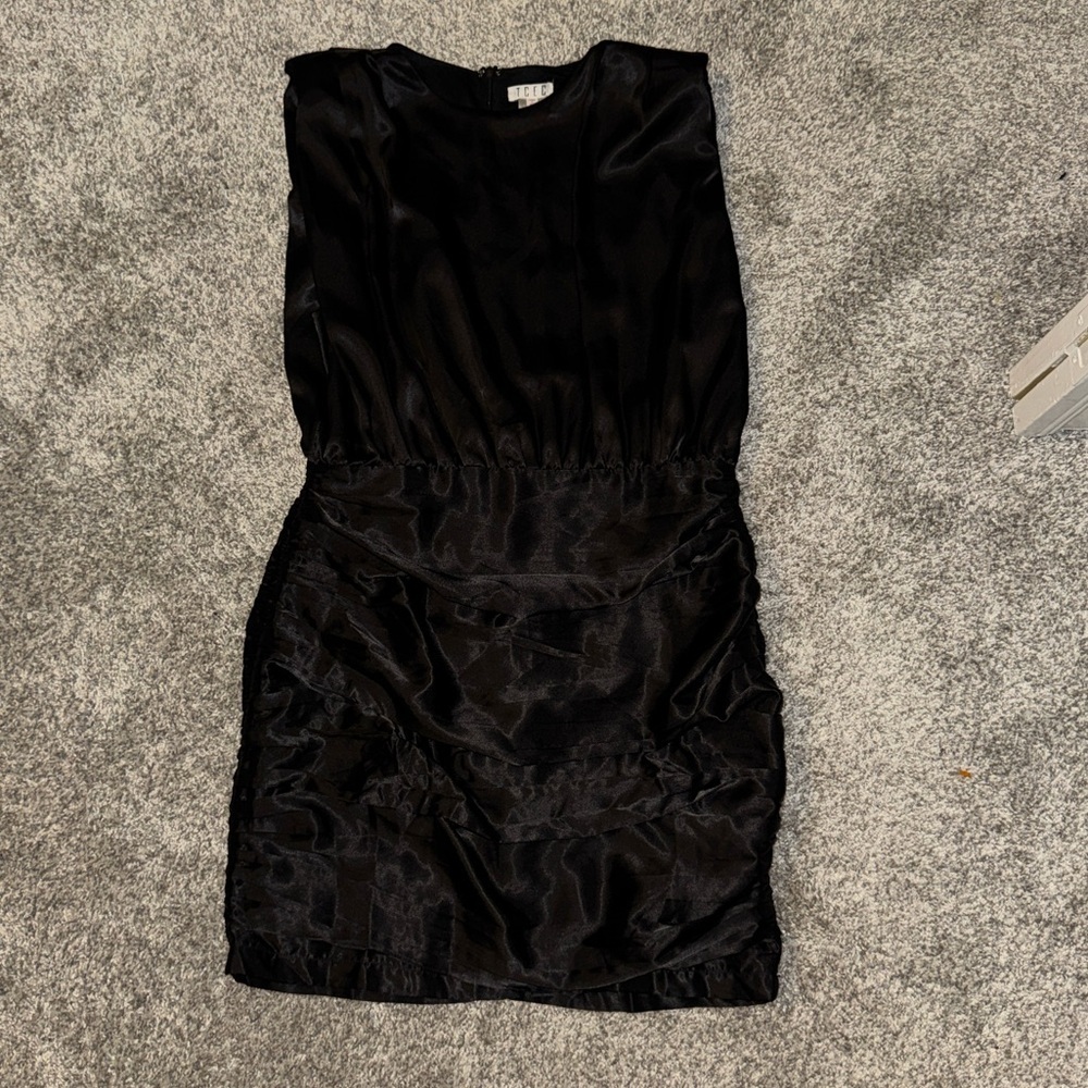 TCEC ruched cocktail dress with shoulder pads Size L